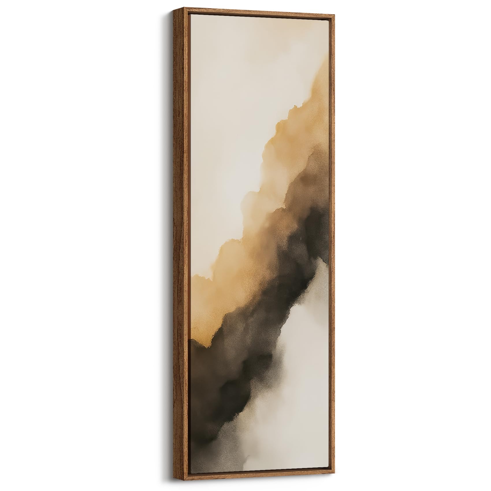 wall26 large framed wall art canvas print - abstract brown and black gradient wall decor - contemporary artwork for living room bedroom office - 60"x20" natural