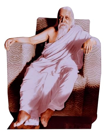 Vils Pondicherry Sri Aurobindo Holy Blessing Wood & Plastic Photo Frame Cutout with Backstand for Pooja/Gift (4.5 inch X 6 inch)