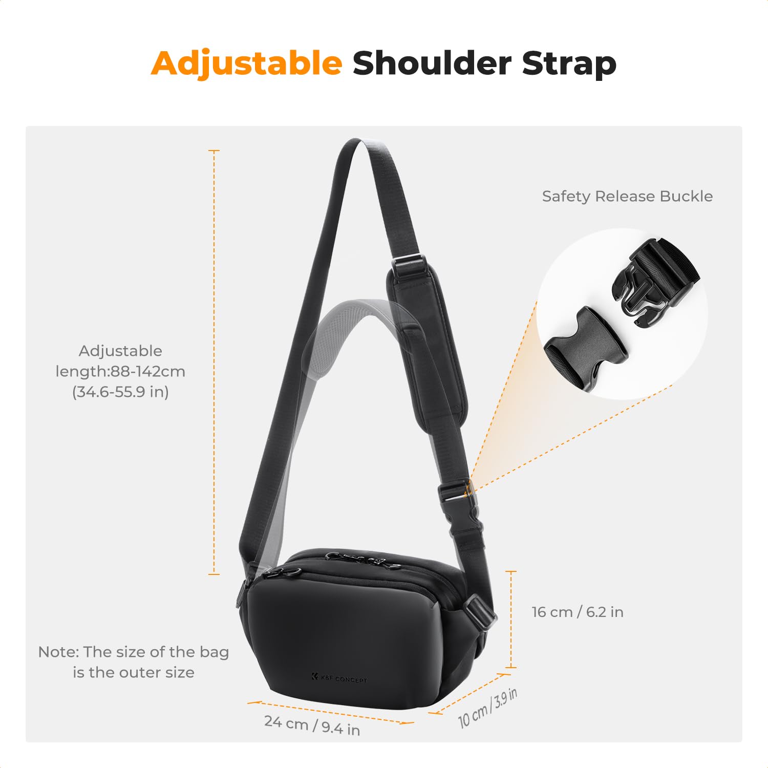 K&F CONCEPT Sac à Dos pour Appareil Photo, Sac à bandoulière Sac carré Sacs de Photographe Étui pour Appareil Photo Reflex Compatible avec Canon/Nikon/Sony/DJI Mavic Drone, Petit Taille S