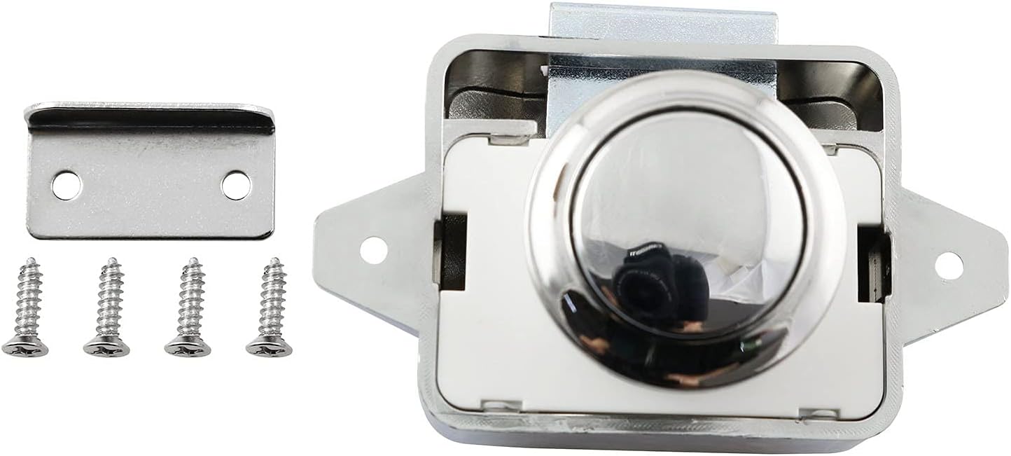 Push Button Catch Lock Drawer Cabinet Cupboard Door Keyless Latch Knob for Catamaran RV Camper Motor Home Caravan Silver