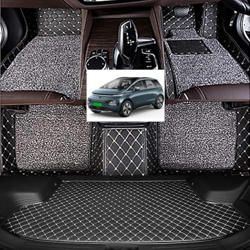 Image of Vahan Expo Premium 7D Car Mat Full Set for MG Windsor EV with Boot Mat || Luxury Double-Stich 7D Car Floor Mat Complete Set || 100% Waterproof and Washable || Black