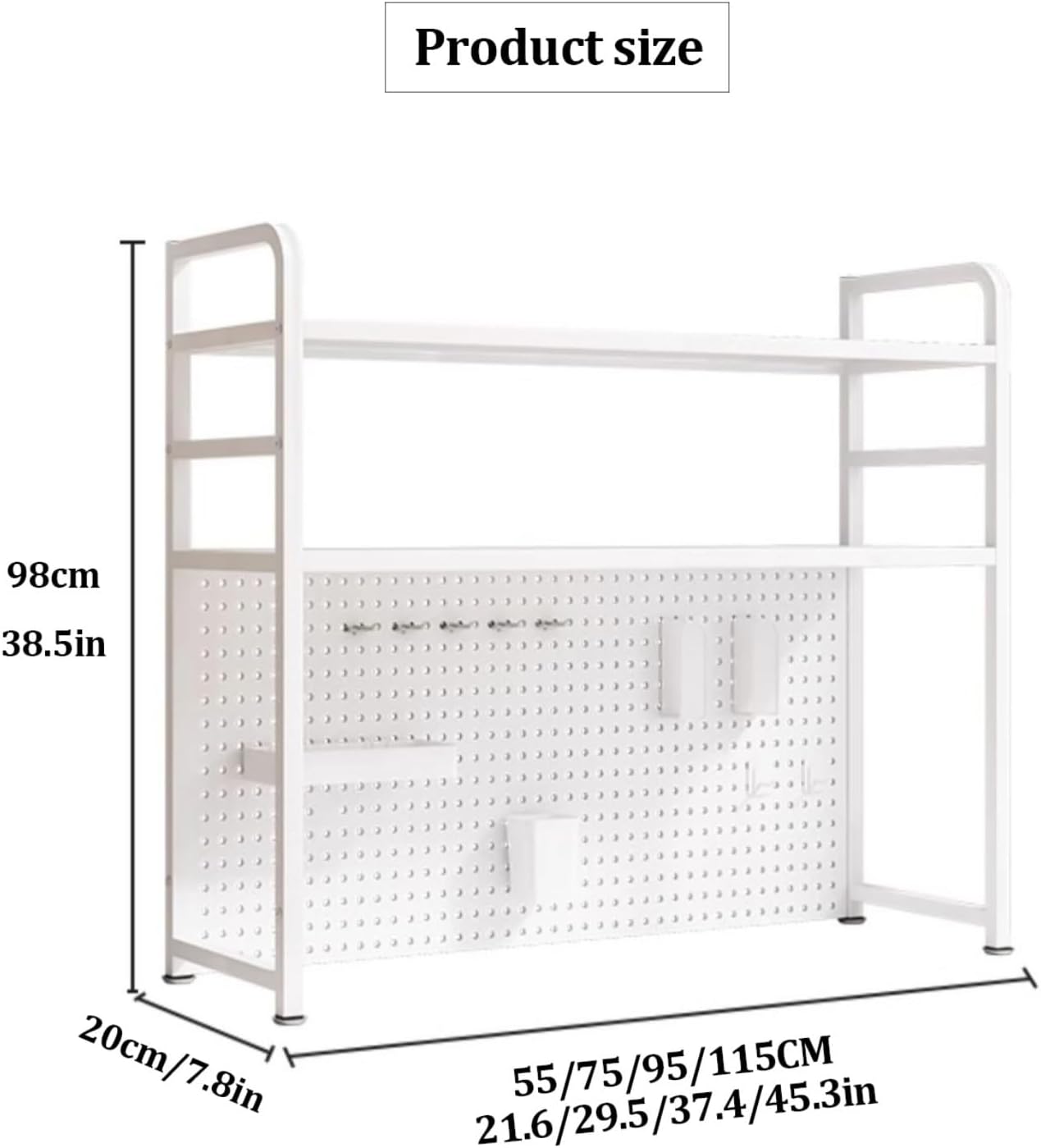 工業用寮用デスクハッチ ペグボード付き 2段 スチールフレーム ブックシェルフ デスクトップ収納ラック リビングルーム 寝室 オフィ