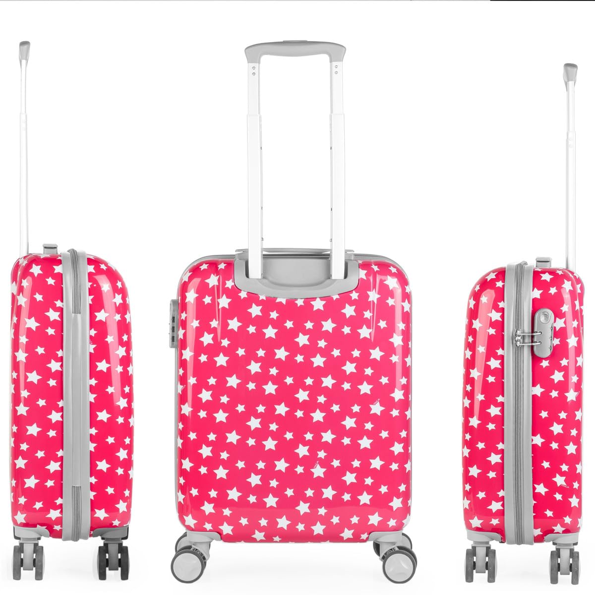 ITACA - Valise Cabine Enfant - Valise Enfant Fille - Valise Fille Garçon Rigide 4 roulettes - Bagage Cabine - Valise Enfants Résistant - Bagages Enfant Ultra Légère - Cadenas à Combinaison, Fuchsia