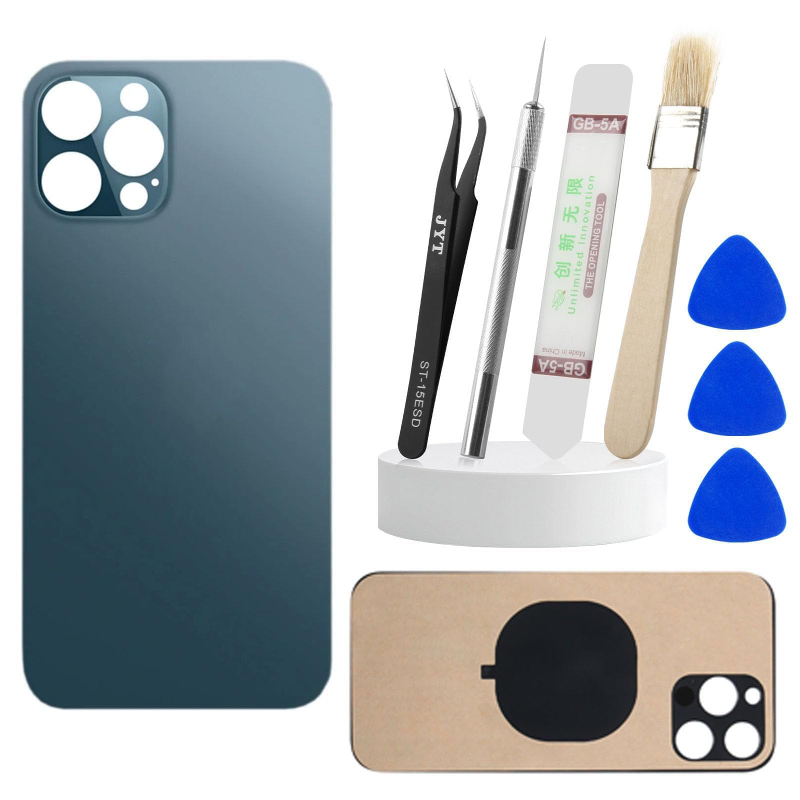 Amazon.co.jp: SRJTEK For iPhone 12 Pro Max 背面ガラス交換 ブルー
