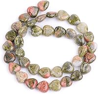 Vista 20 de GEM-Inside - Dijes de corazón de 0.394 pulgadas (0.394 in) con piedras preciosas de ojo de tigre amarillo natural para fabricación de joyas, hilo