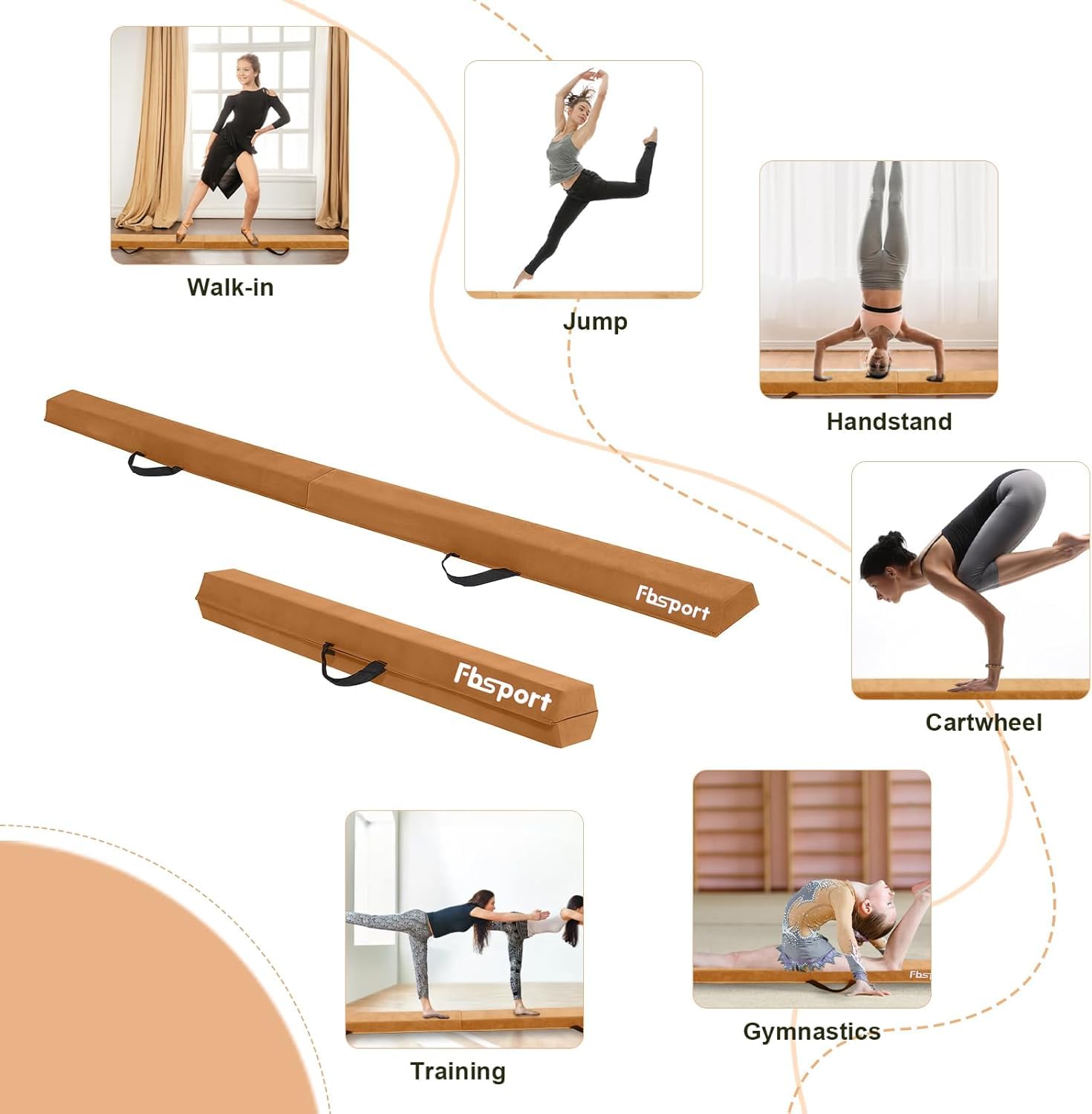 FBSPORT Poutre Gymnastique Enfant 240/270/300 cm Poutre Gym Poutre d'équilibre au Sol, Poutre de Gymnastique Pliable pour entraînement, Pratique, Sport et entraînement Professionnel à la Maison