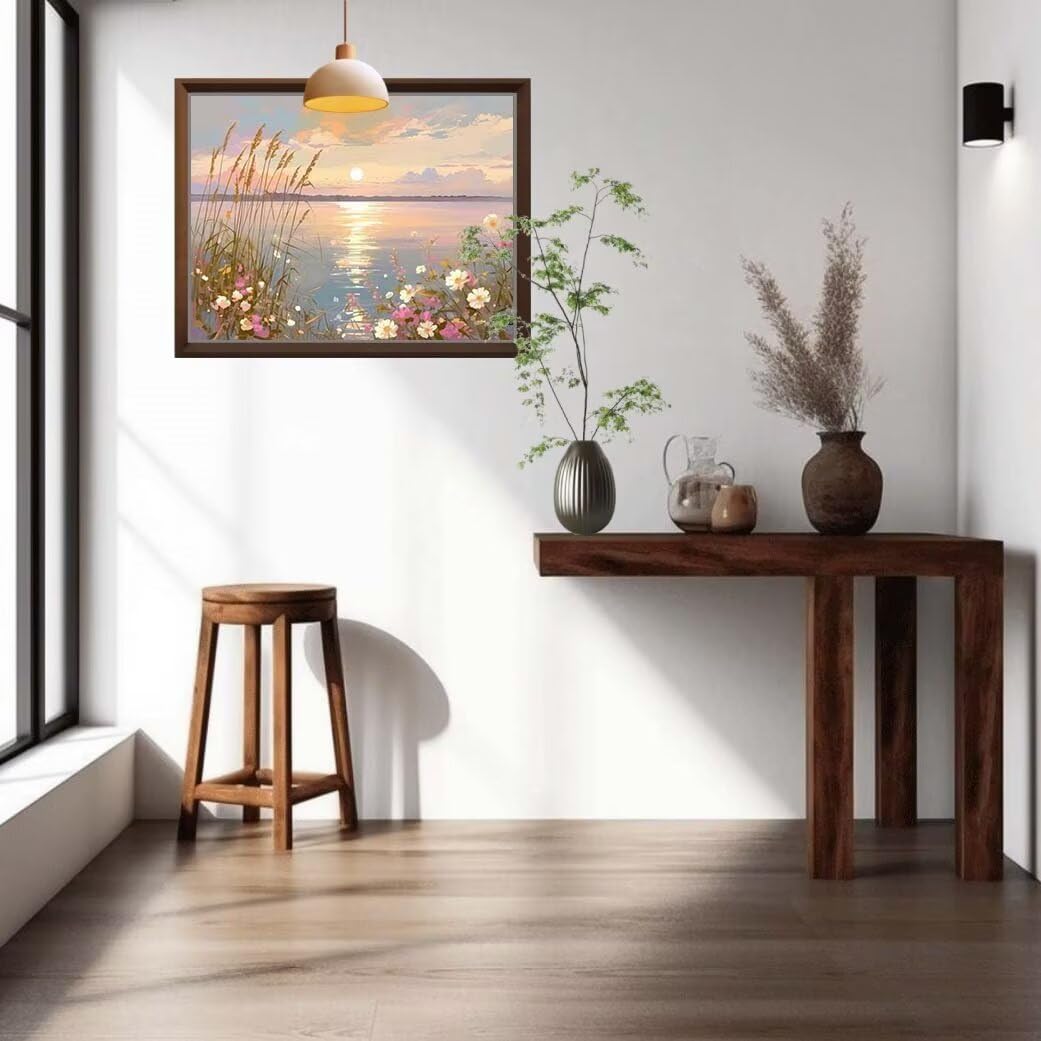 5D Sonnenuntergang Diamond Painting Set,Blume Diamant Painting Bilder Erwachsene groß 70x90cm,DIY Diamant Kristall Strass Stickerei Bilder nach Zahlen,Diamanten Painting für Home Wanddeko 57H-8666