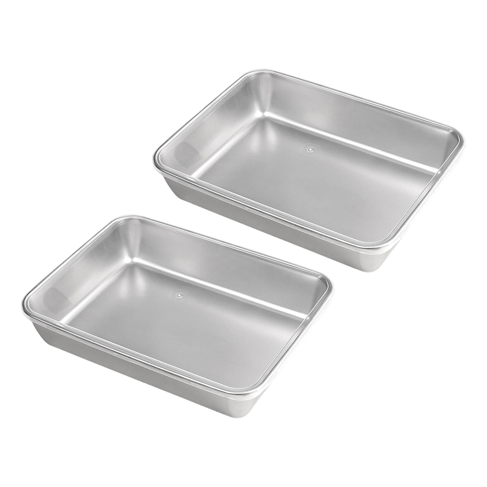 Tsophreniq 2 Pack Tiramisu Pan with Clear Lid Stainless Steel Baking Dishes Rectangular Dessert Molds Tray for Cheesecake and Mousses Clear Lid Baking Tray