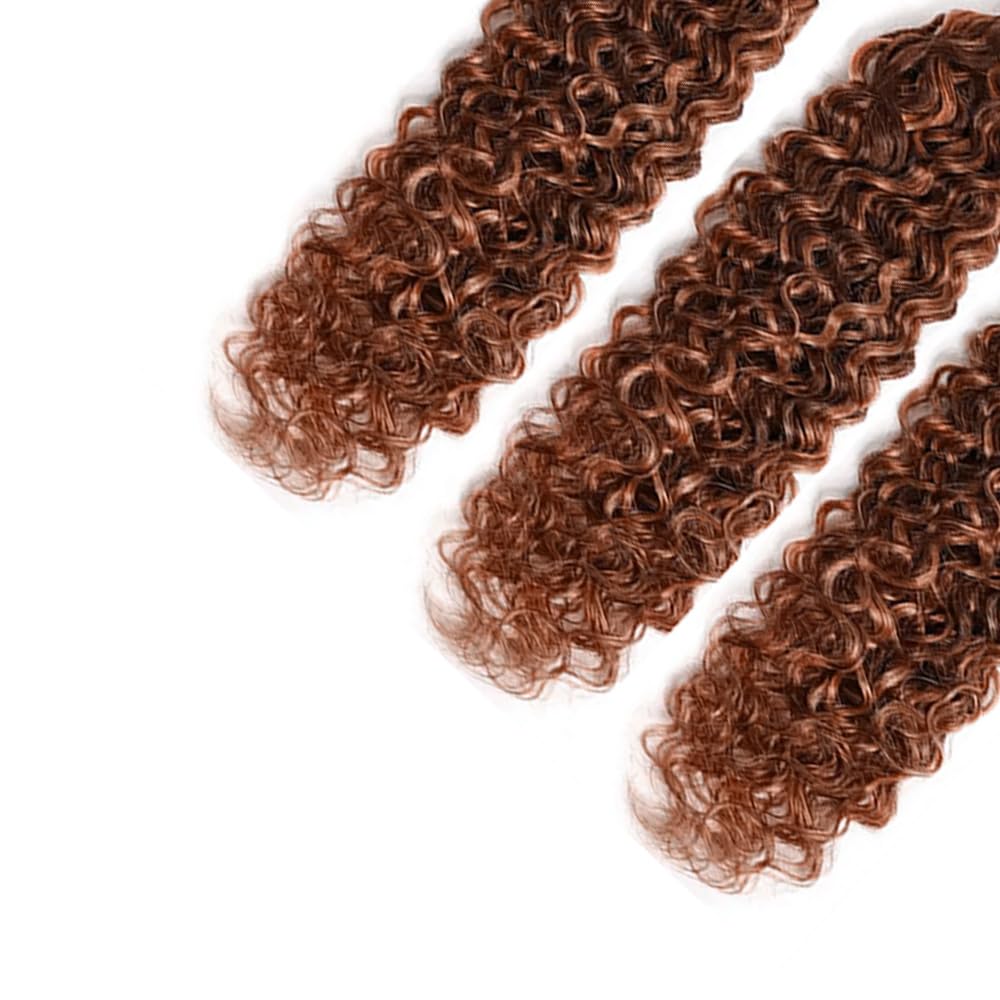 P4/30 Human Hair Kinky Curly Bundles With Highlight Dark Brown Curly Bundle Brazilian Remy Hair Extensions Highlight Curly Bundle Hair Weave 20 22 24 inch