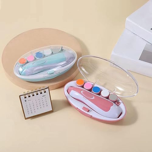 Miniatura 5 de ViaGasaFamido Cortadora de uñas para bebé, resina ABS, silenciosa, eléctrica, kit de aseo para pulir uñas, 6 cabezales de molienda, luz LED, cuatro