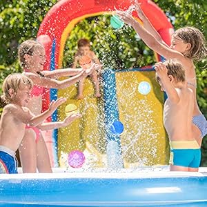 SOPPYCID Reusable Water Bomb Balloons, Latex-Free Silicone Water Ball with Mesh Bag, Self-Sealing Water Bomb for Kids Adults Outdoor Activities Water Games Toy Summer Fun Party Supplies (18Pcs) - immagine 5