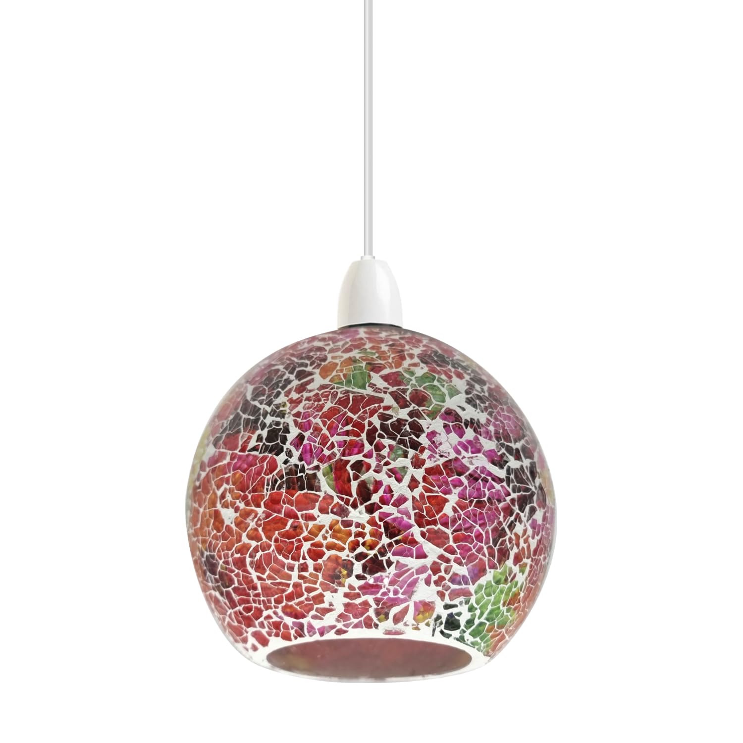 Tiffany Glass Shades,Stained Glass Lampshade, Pendant Lighting Easy Fit Shades, Elegant Ceiling Pendant Light Shade Mosaic Lamp Shade Multicolor Globe Pendant Light Shade (Style 3)