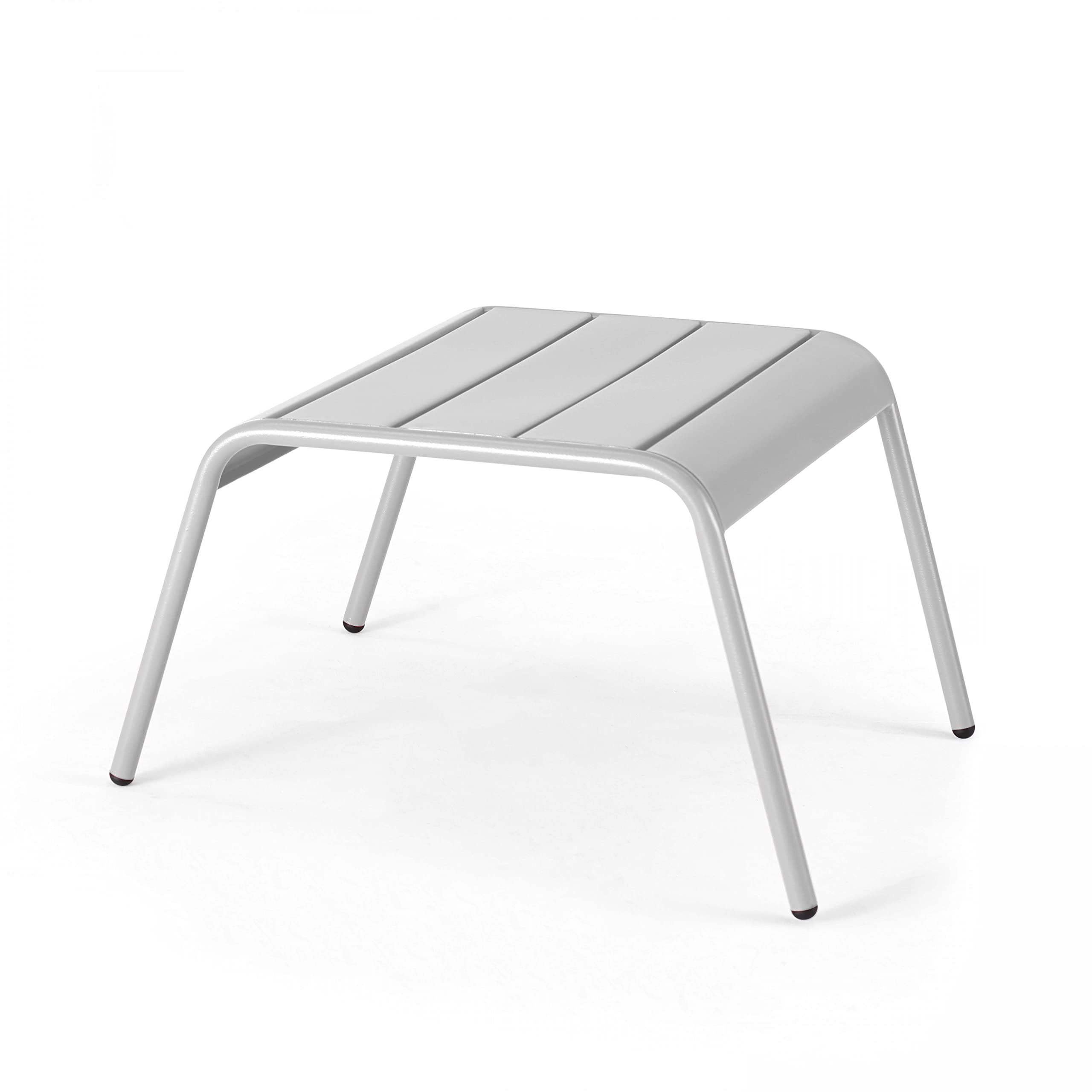 Repose-pied de jardin blanc Palavas Oviala petit meuble acier extérieur