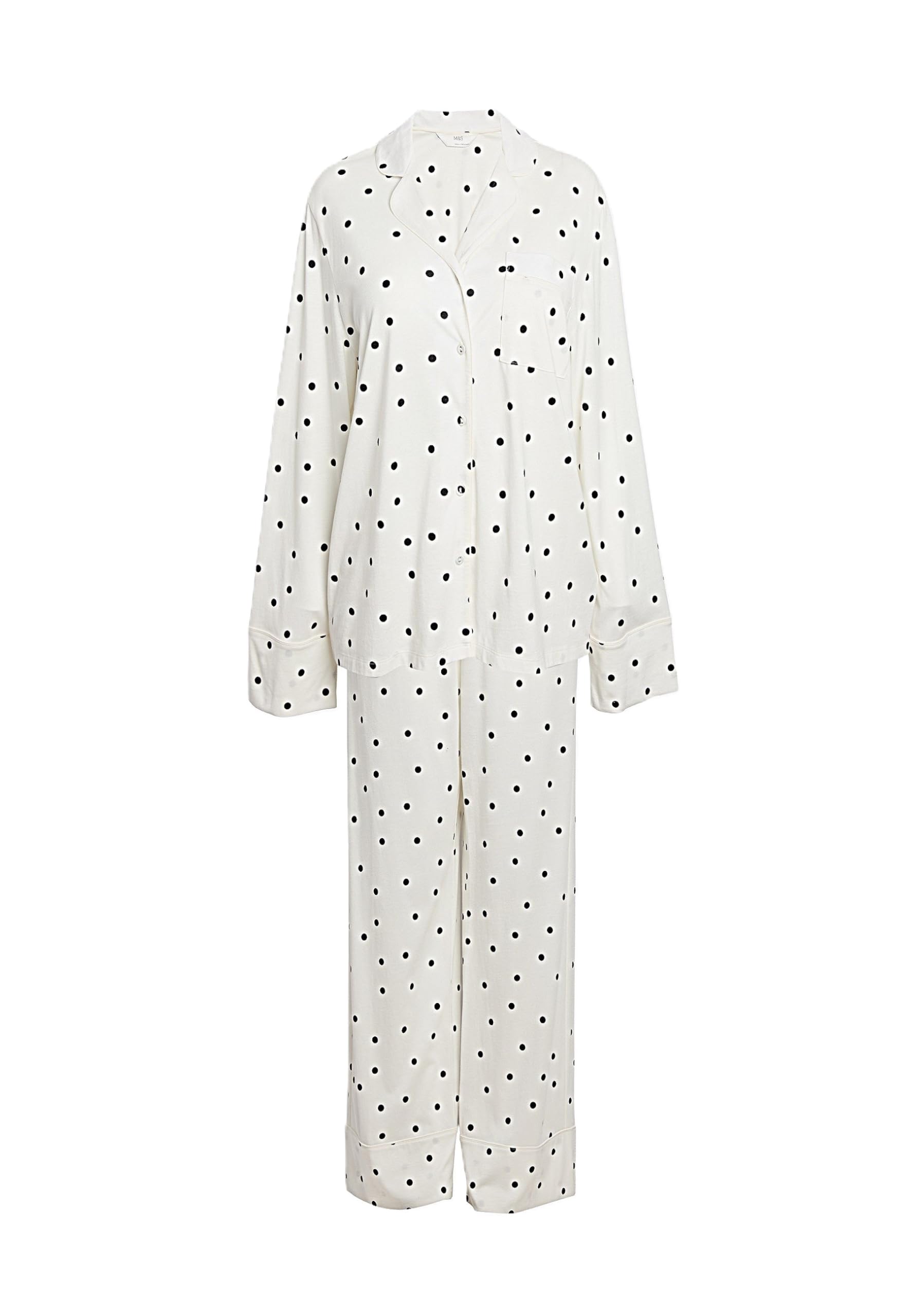 Marks & Spencer Damen Baumwolle Schlafanzug Regular | Ärmellänge: Cap-Ärmel, Rundhalsausschnitt, Zum Reinschlüpfen, Leicht