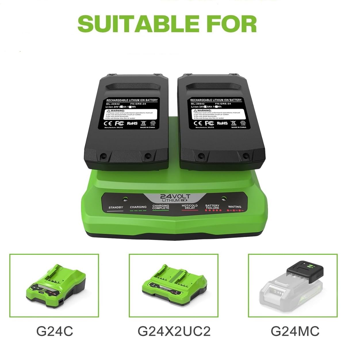 Energup 2X 24V 3.5Ah Batterie Remplacement pour Greenworks 24V Batterie | Compatible avec Greenworks Batterie G24B2 G24B4 29842