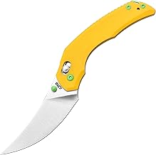 CJRB Nanner Folding Knife, 3.23" AR-RPM9 Steel Blade G10 Handle Pocket Knife for Men Women, Crossbar Lock EDC Knife for Camping Hiking, Designed by Dustin Rhodes(J1955 Yellow)