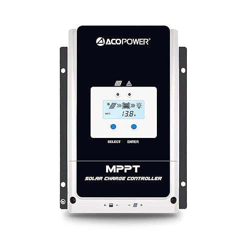 ACOPOWER Controlador de carga solar MPPT 60A 12V/24V/36V/48VDC Voltaje del sistema automático Max.PV 150V Regulador de panel solar con