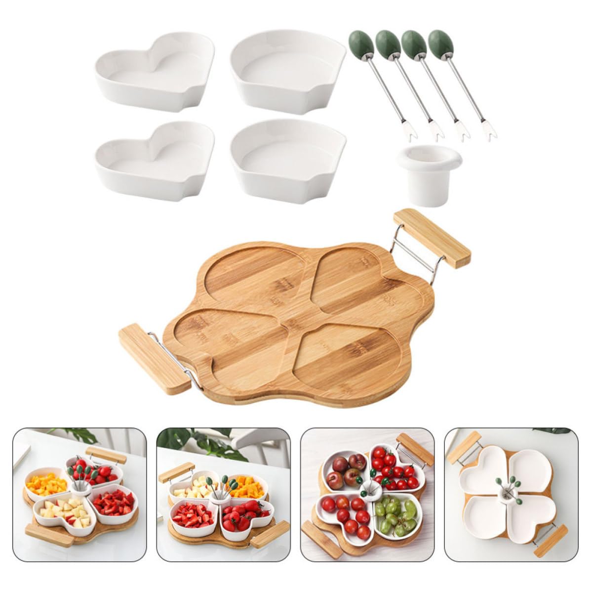 Teller Unterteilt Porzellan mit Keramik und Edelstahl Multifunktionales Serviertablett für Salate und Party Kreatives Essensgericht mit Elegantem Design