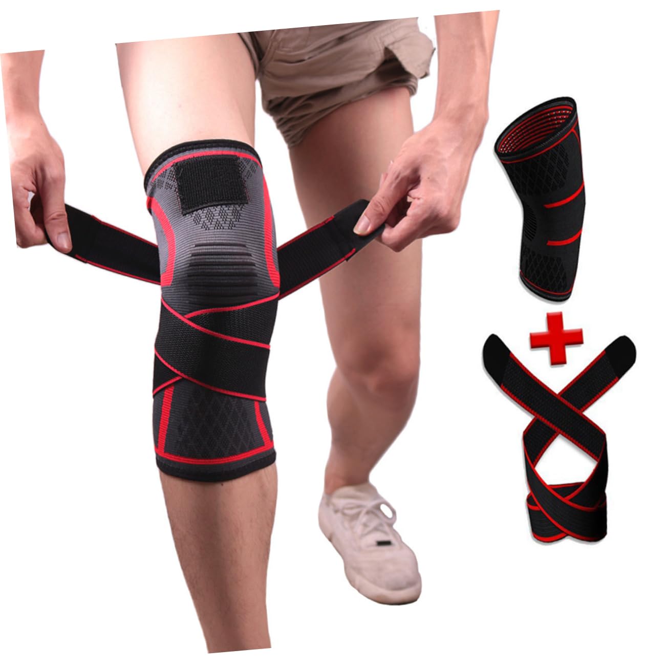 NOLITOY Elastic Compression Knee Brace Protector Sleeve for Sports Lightweight Knee Pad for Basketball Climbing and Outdoor Activities Red