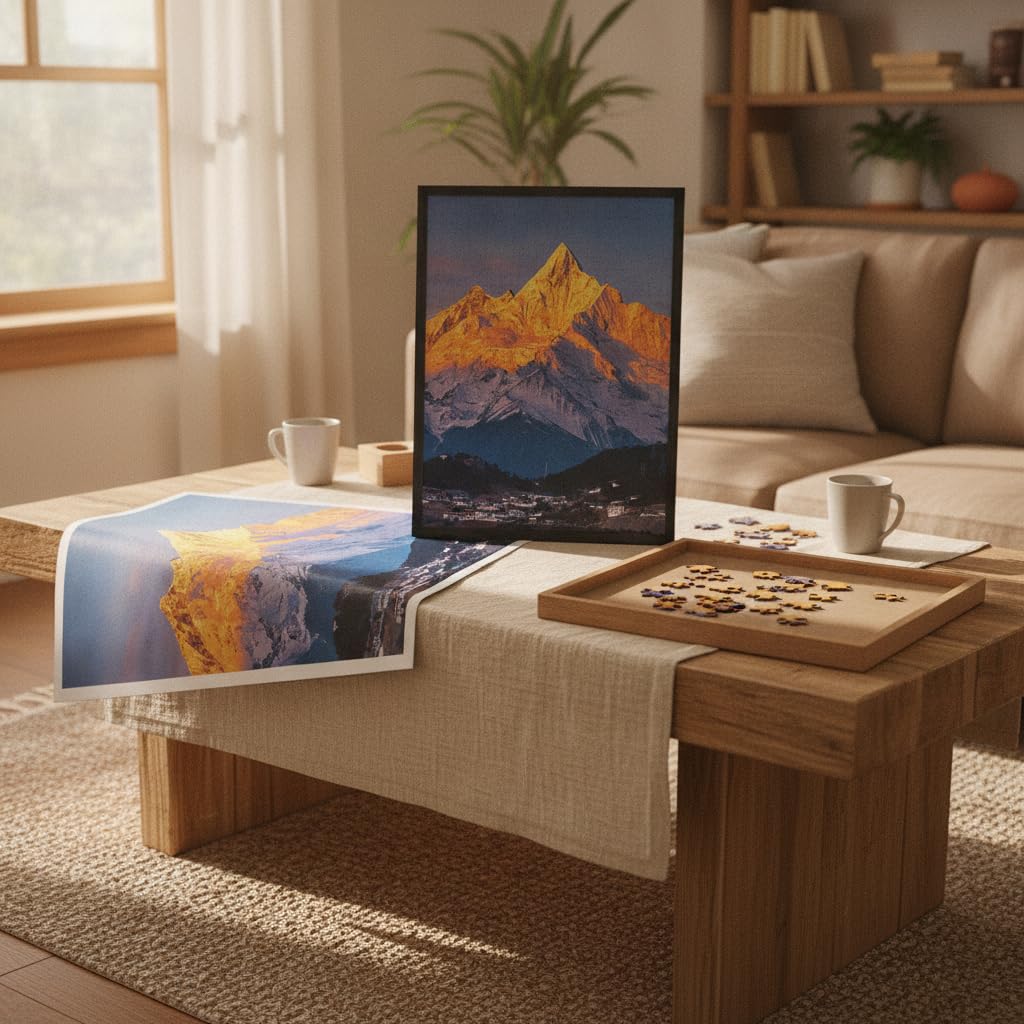 Puzzle en Bois Plat, Décor Naturel, 300 pièces + Cadre Noir