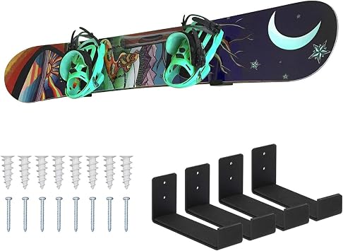 Mind and Action Solid Aluminum Snowboard Rack,Ski Wall Mount Display,Home and Garage Snowboard Storage