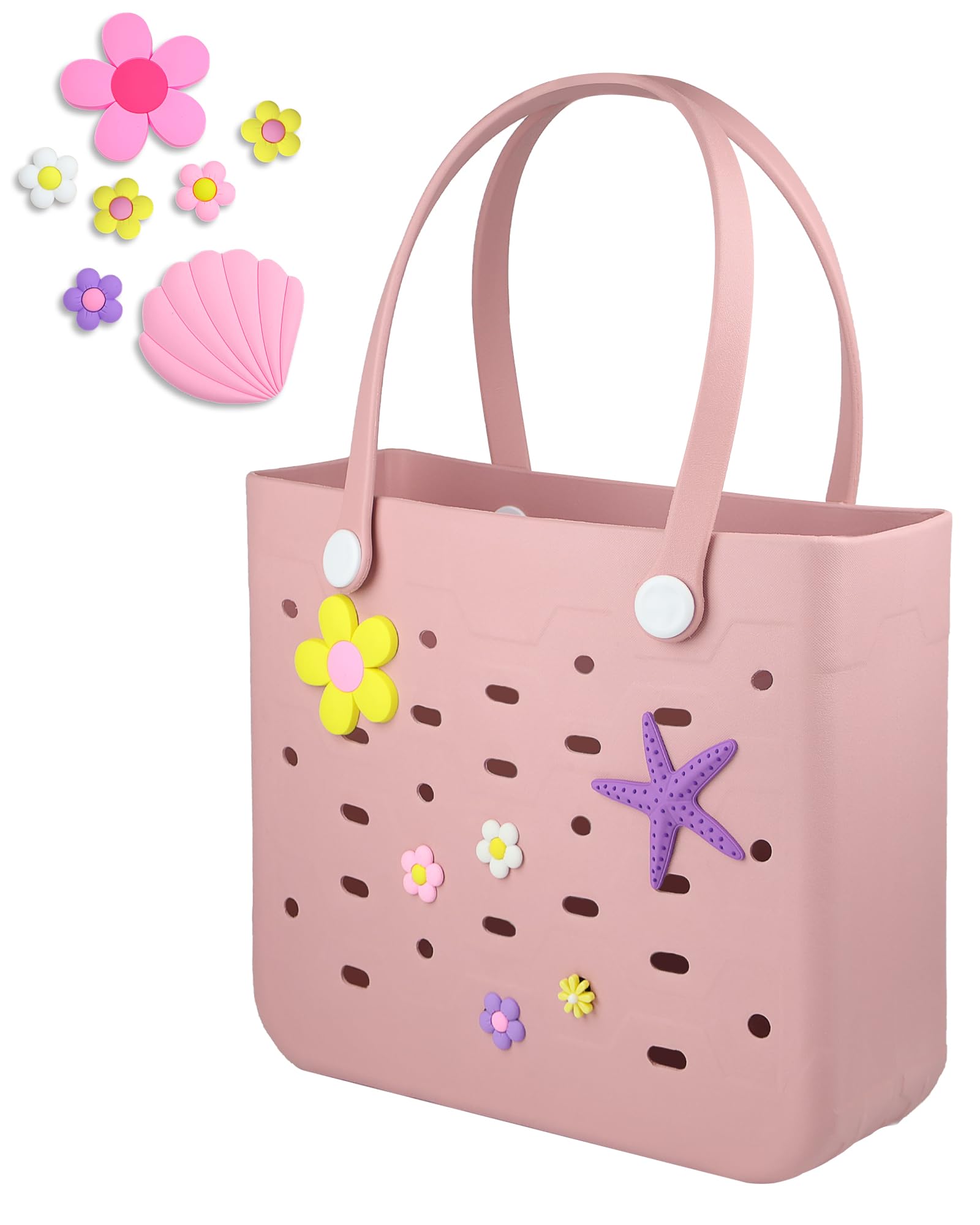 Uluck Beach Bag for Women | Waterproof Rubber Tote Bag with Zipper Pocket for Beach, Pool, Travel, Groceries, Sports