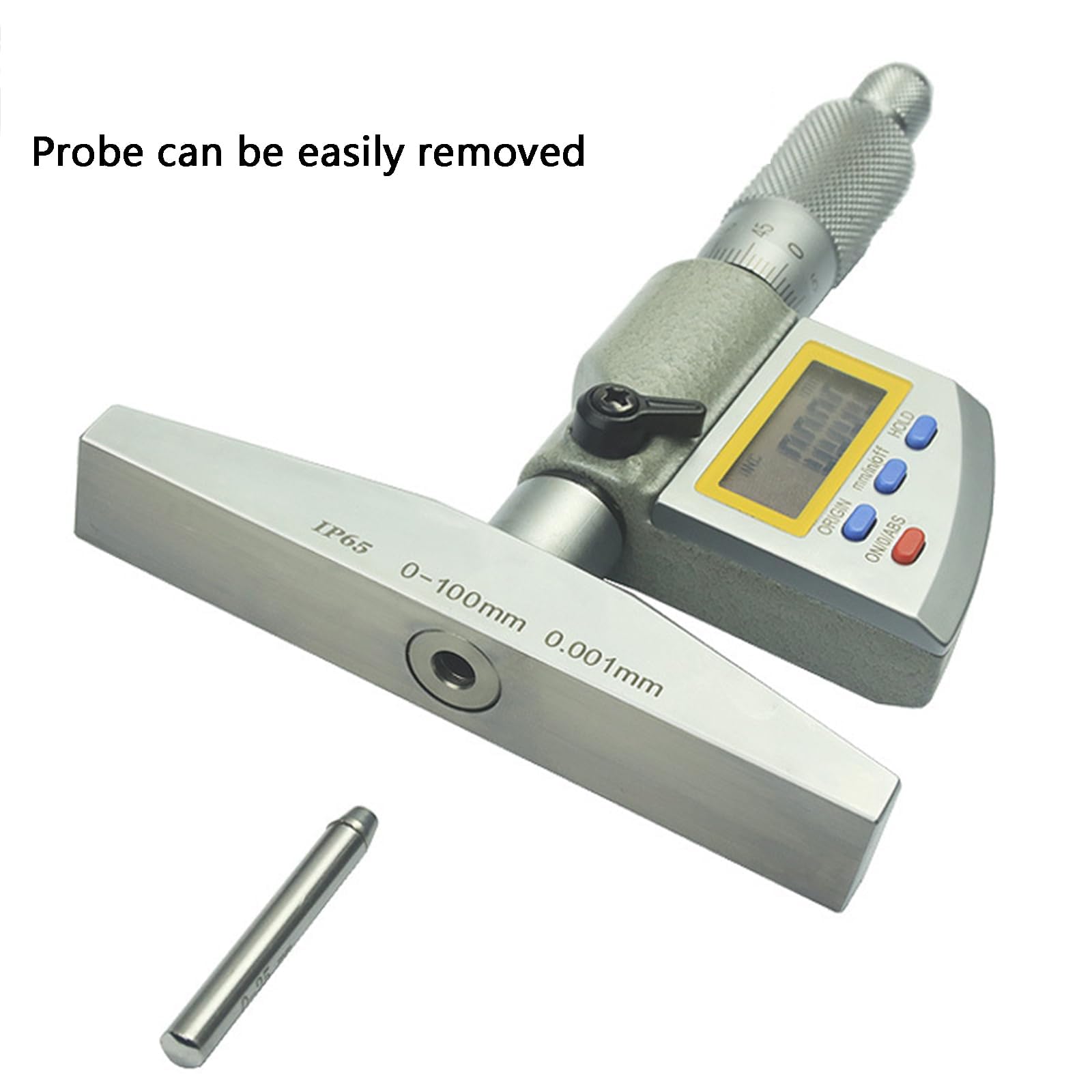 Micrómetro de profundidad digital, calibrador Vernier de profundidad digital de acero inoxidable de alta precisión, con sondas de 4 piezas (0-25/25-50/50-75/75-100 mm), empaquetado en caja de almacena