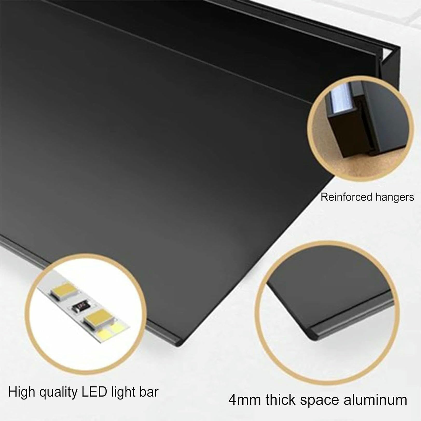 Mensole da Parete galleggianti con Luce a LED, in Lega di Alluminio, portabottiglie da Parete （Gold-90x15cm）