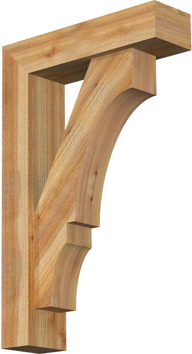 Ekena Millwork 6"W x 22"D x 34"H Balboa Block Rough Sawn Bracket w/Offset Brace, Western Red Cedar
