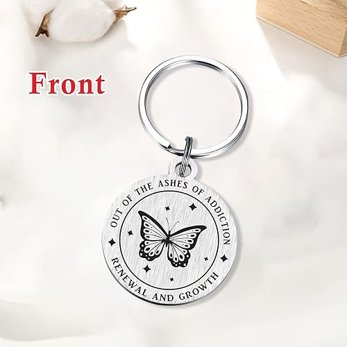 Vista 2 de ABNTY Sobriety Gifts - Llavero sobrio - Regalos de sobriedad para mujeres y hombres - Chip sobrio con diseño de mariposa