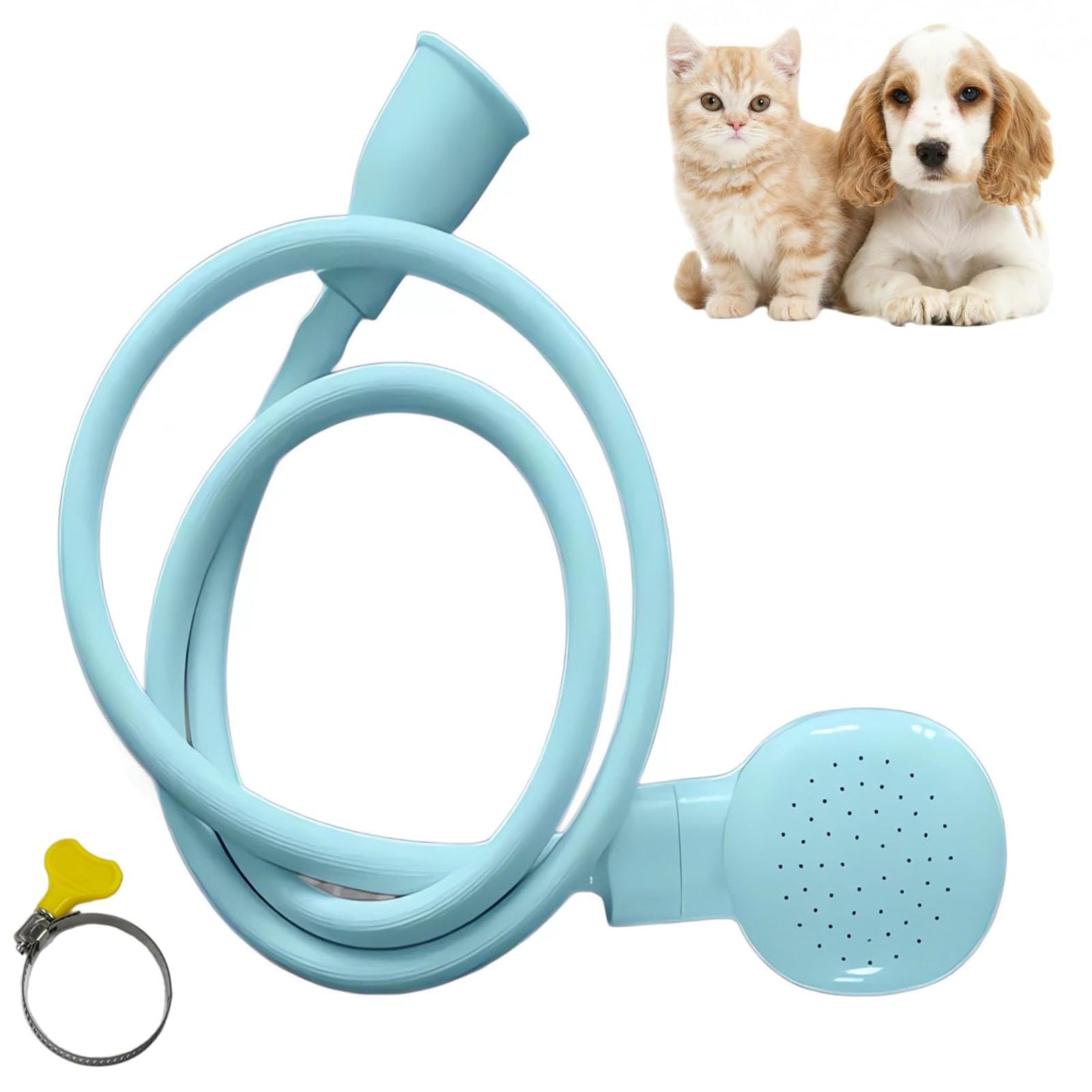 Sink Single Tap Shower Attachment Head Hose Spray,Bath Single Tap Shower Attachment Push on Rubber Shower Hose for Taps Washing Hand Held Portable Pet Dog (Blue)