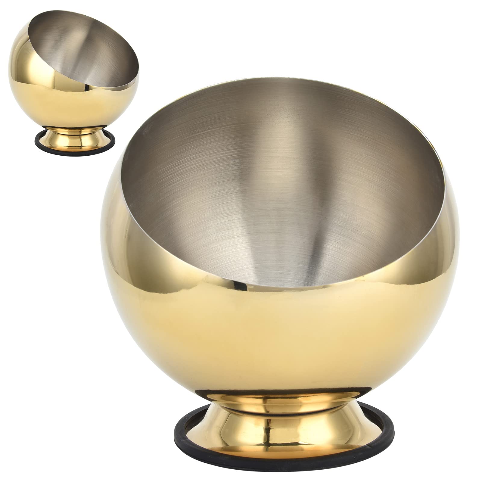 Seasoning Bowl, Stainless Steel Sugar Bowl Hot Pot Seasoning Container Spherical Condiment Container with Base for Home Kitchen Restaurant (S)