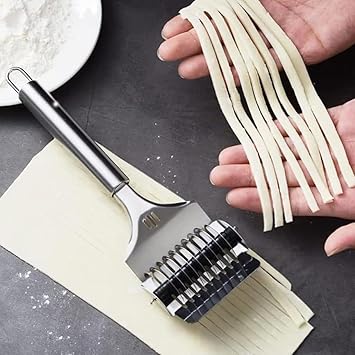 Stainless Steel Pasta Noodle Cutter,High Grade Stainless Steel Pasta Spaghetti Maker Noodle Lattice Roller,Dough Cutter Mincer Kitchen Cooking Tools (Noodle Cutter)