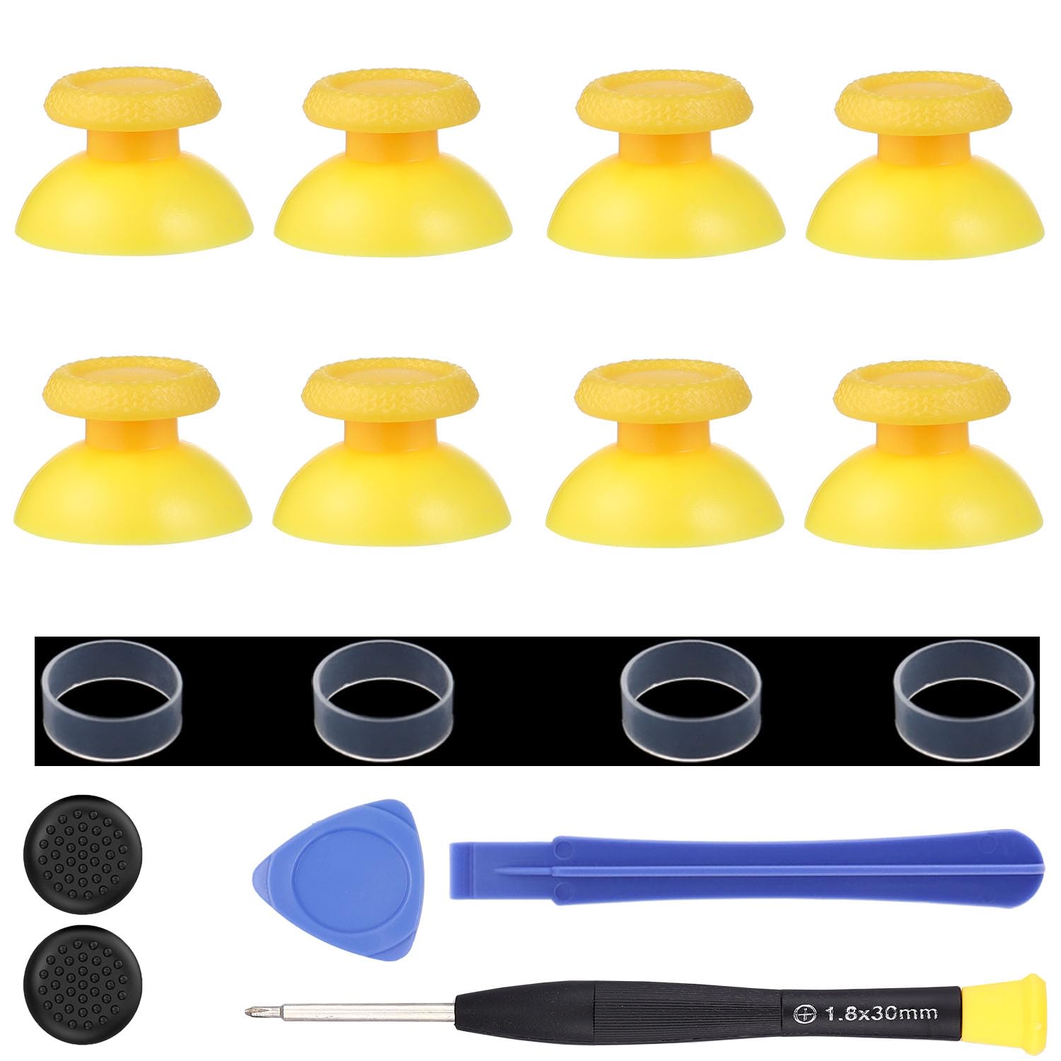 8 Pack Yellow Replacement Thumbsticks for DualSense PS5 Controller, Custom Analog Thumb Stick Joystick Grip Replacement for PlayStation 5 Controller