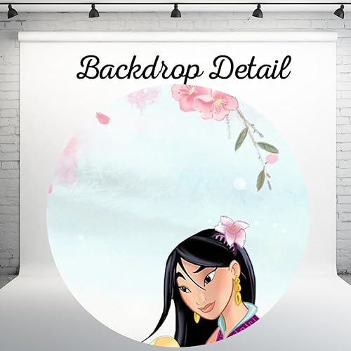 Miniatura 3 de Telón de fondo de princesa Mulan para fiesta de primer cumpleaños, árbol florecido, cartel de baby shower para mesa de pasteles, 5 x 3 pies, 233