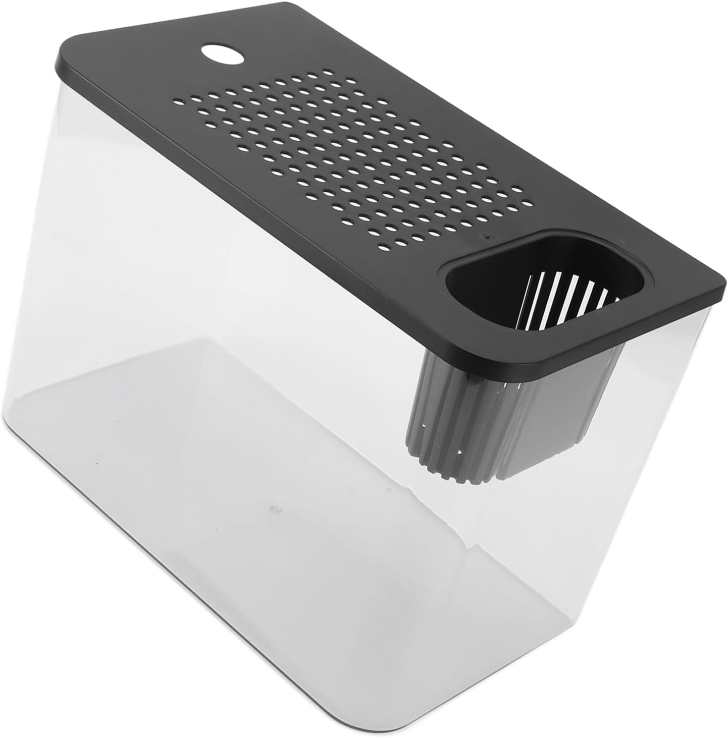 Small, Transparent Plastic Fish Tank, Aquarium for Goldfish, Turtles, Shrimps, DIY Landscapes, 1.2 Gallon for Home, Desktop, Applicable Size 31.6x18x22.5cm (Black)