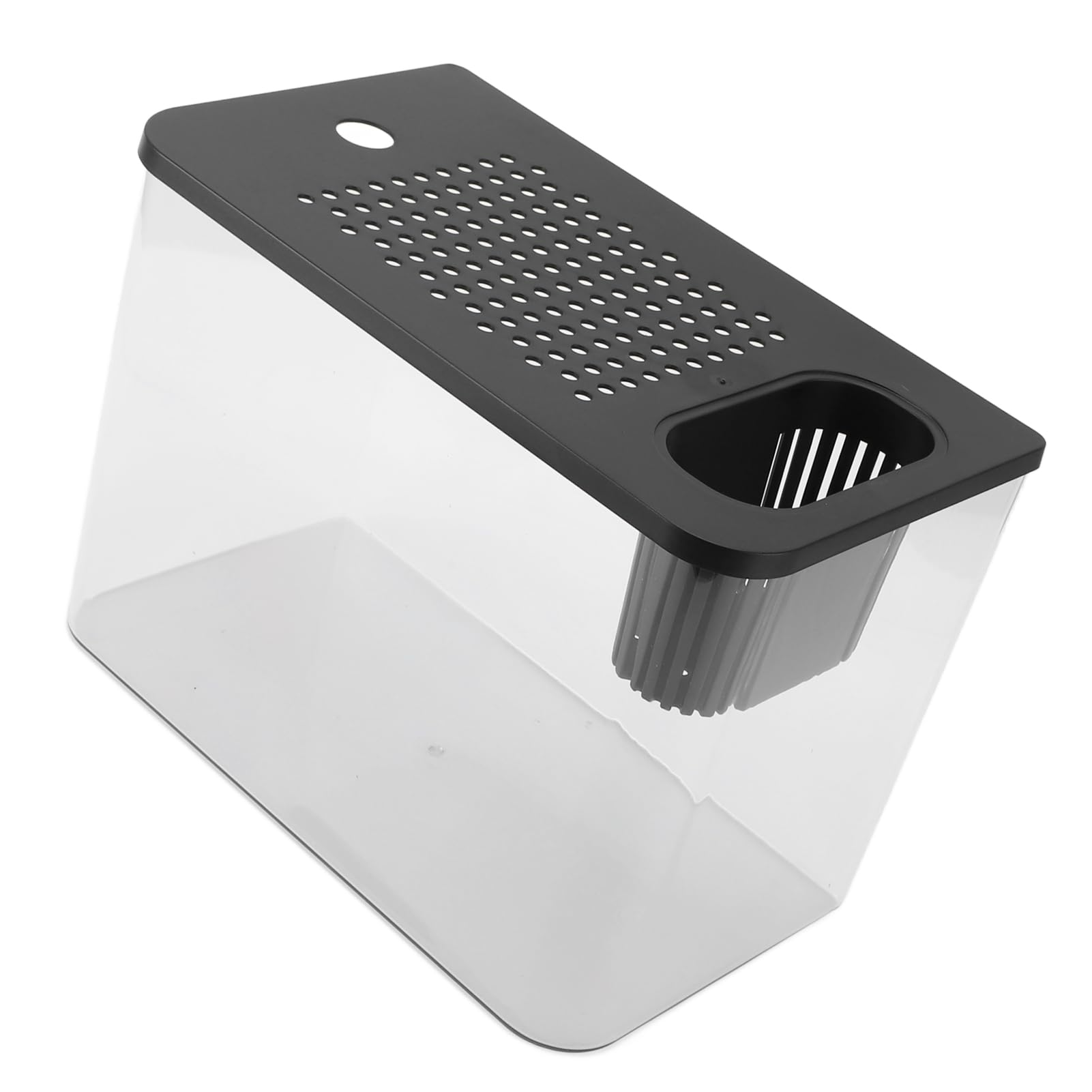 RiToEasysports Przezroczyste Plastikowe Akwarium Mini Akwarium dla żółwia Betta Fish Ekologiczny Wystrój 31,6 X 18 X 22,5 Cm (BLACK)