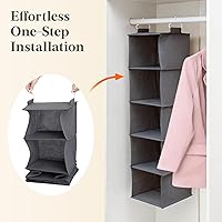 Vista 6 de Lifewit 5 Tier Hanging Closet Organizer and Storage for Shelves, Foldable Clothes Storage Shelf with 2 Sturdy Hooks for Clothing Organization, Dorm