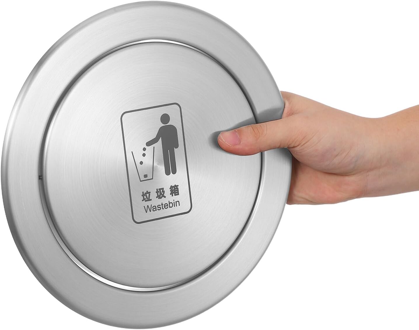 TOYANDONA Recessed Stainless Steel Countertop Trash Can Lid with Swing Flap, Odor-reducing Flip Cover for Kitchen and Bathroom Waste Bins