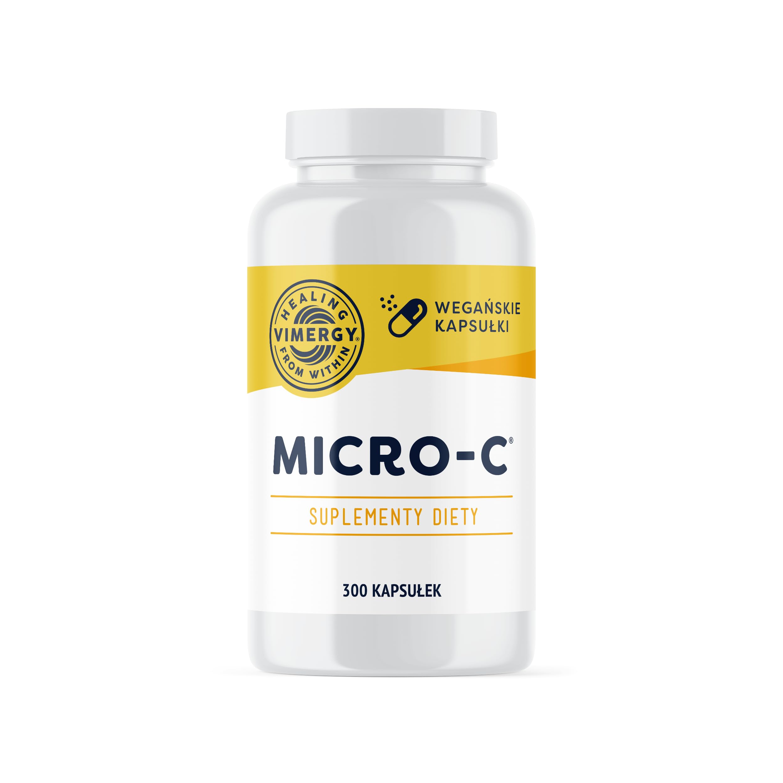 Vimergy Micro-C Witamina C Kapsułki – 300 Porcji – Witamina C 500 mg, Mniej Kwaśna Witamina C – Dzika Róża – Wspomaga Układ Odpornościowy i Mięśniowo-Szkieletowy – Bezglutenowa – Koszerna – Wegańska
