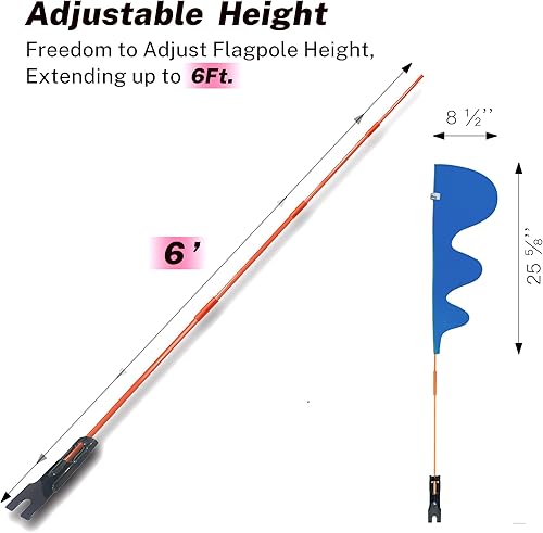 Miniatura 6 de TRICEPLAY Banderas de seguridad azules para bicicletatriciclo de dinosaurio alta visibilidad, bandera de bicicleta, bandera de seguridad para