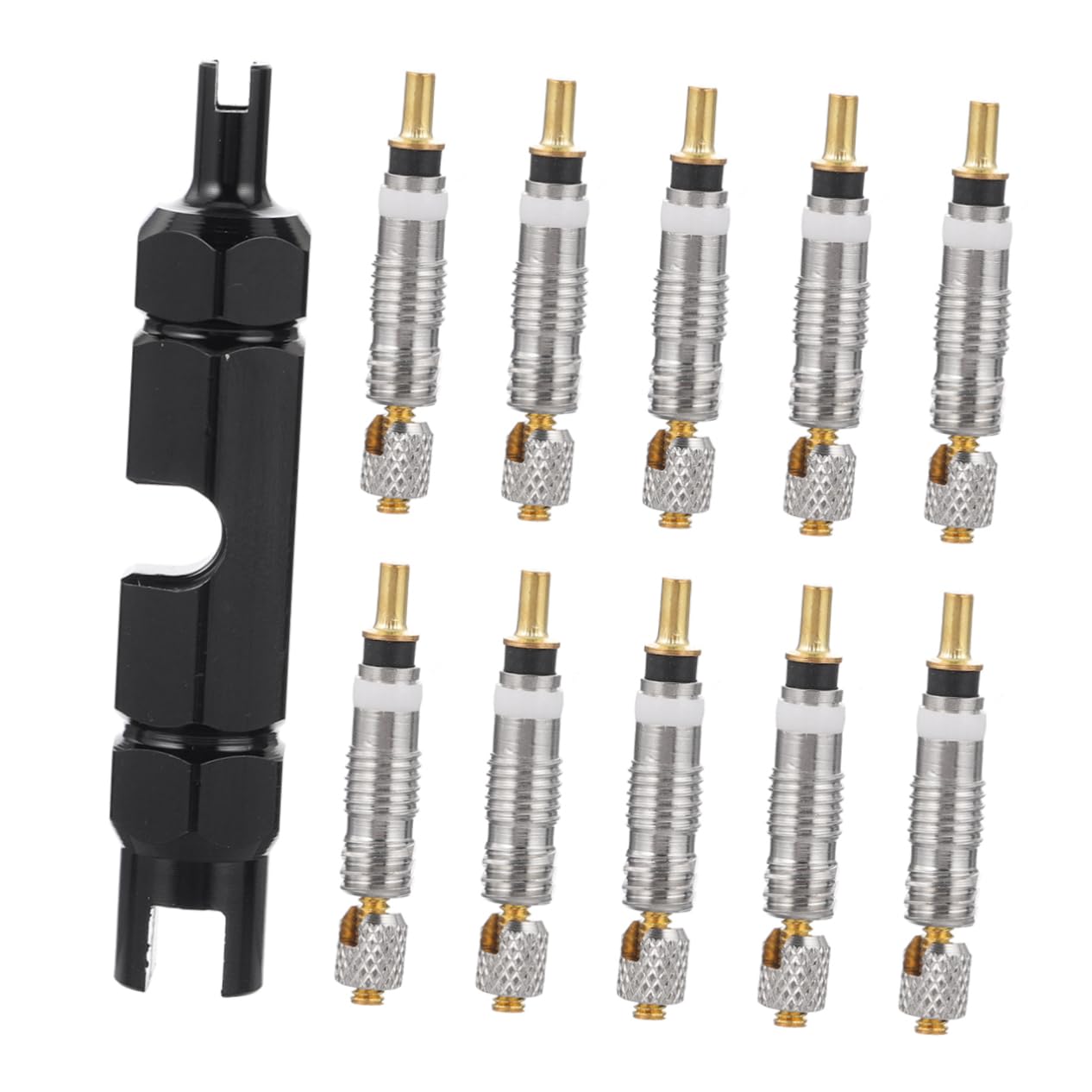 BRIGHTFUFU Core Remover Tool Kit Black Valve Stem Tool for Bicycle and Automotive Tire Maintenance Includes Cores for Easy Replacement and Leak Prevention