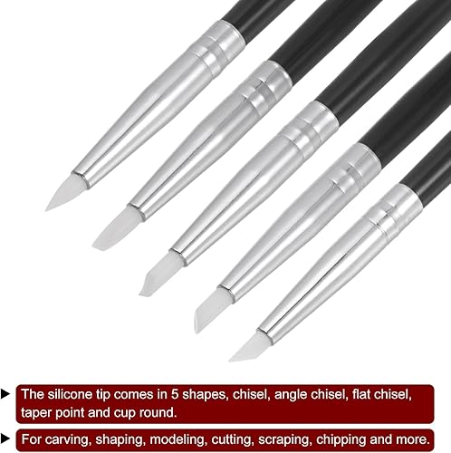 Miniatura 4 de HARFINGTON Juego de 10 herramientas de escultura de arcilla, moldeador de arcilla para esculpir con punta de goma, herramienta de tallado para
