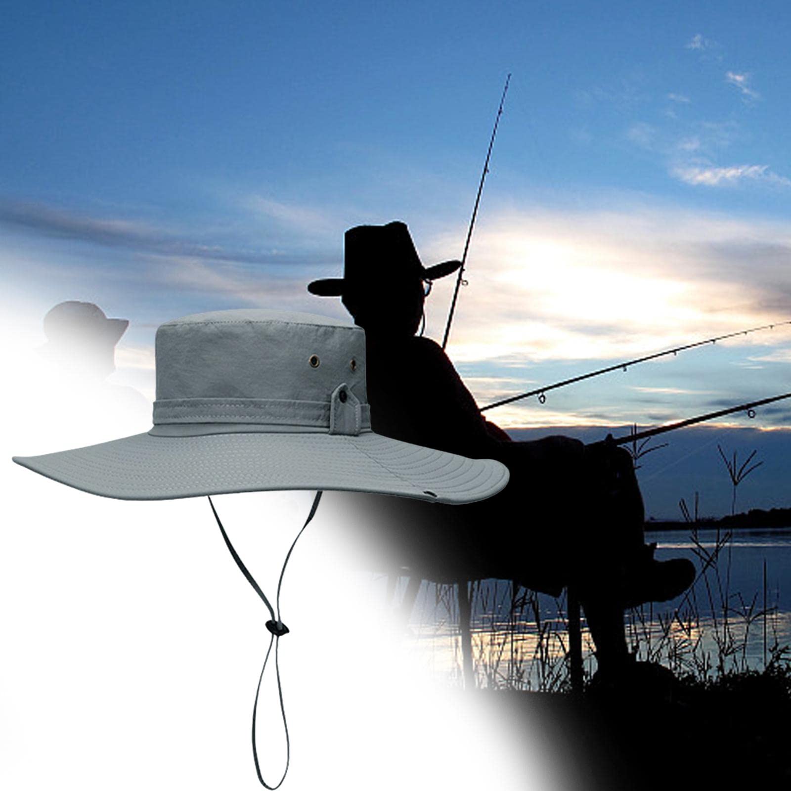 Amagogo Cappello da pescatore larga Visiera Unisex Quick Dry Comodo Leggero Cappellino da pesca estivo da pescatore Cappello da sole per pesca in, Stile a grigio chiaro