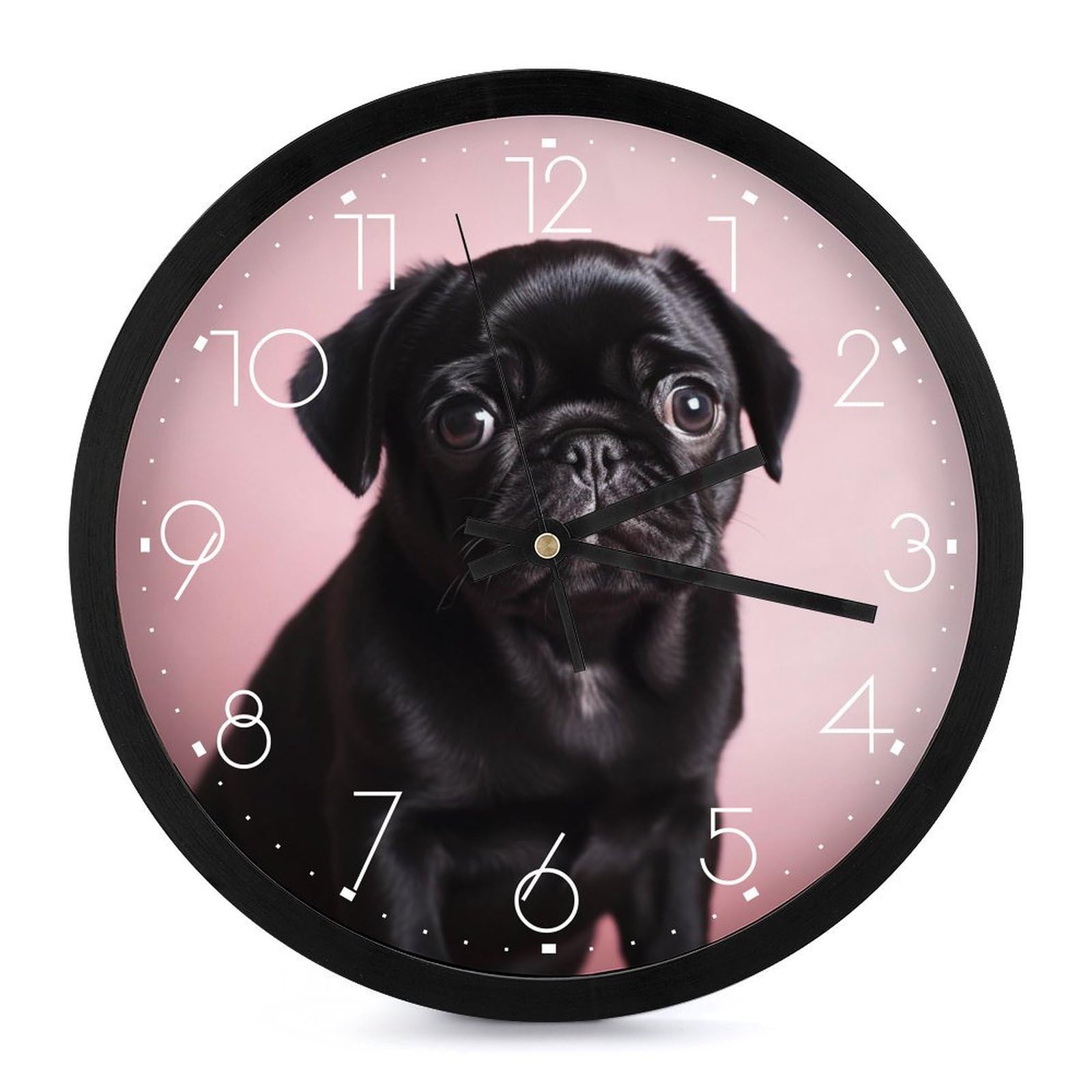 Grande horloge murale silencieuse carlin noir à chiffres
