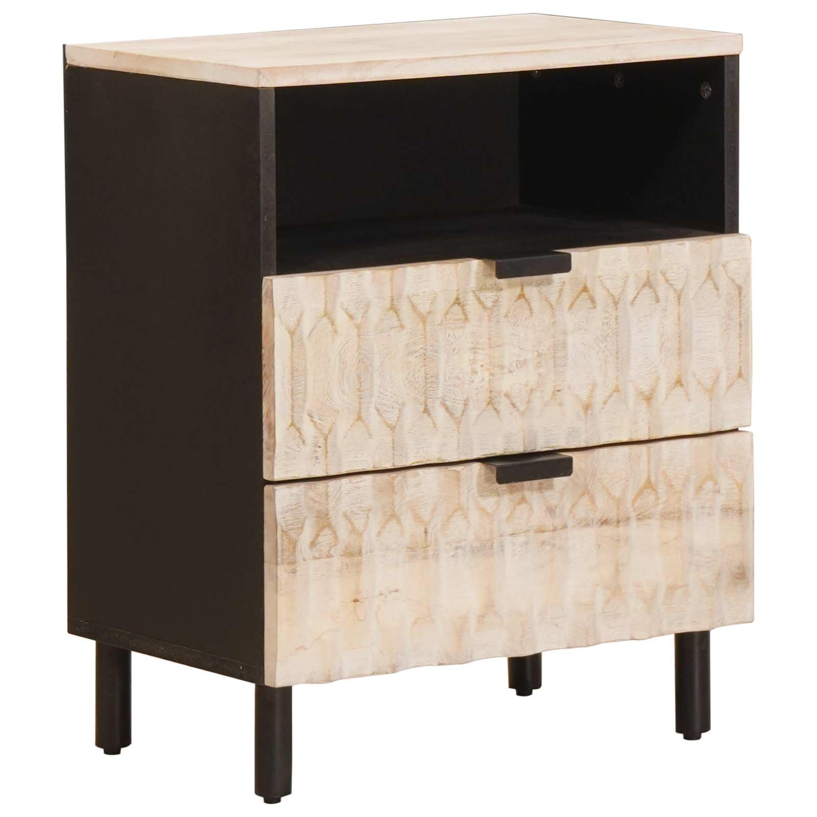 Table de chevet en manguier massif blanc style moderne et rustique