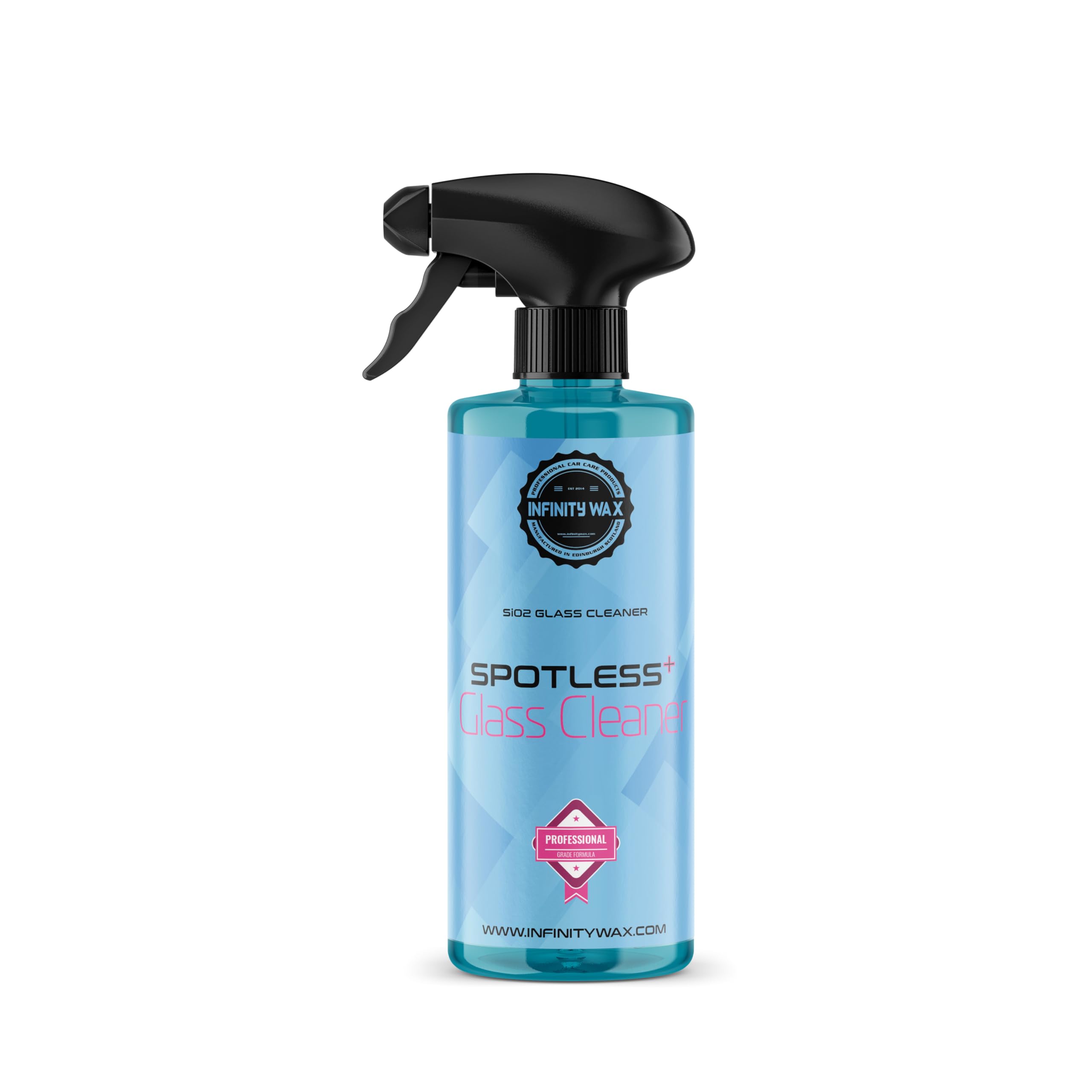 Infinity Wax Spotless Plus SiO₂ Glass Cleaner 500ml Streak-Free, Hydrophobic Protection, Anti-Fog Interior & Exterior Car Glass Spray, Removes Water Spots & Etching Easy to Use