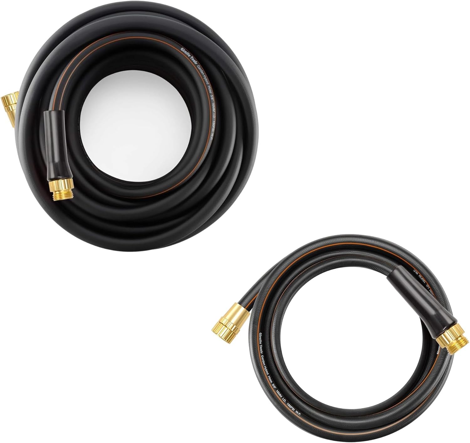 Giraffe Tools Short Leader 10 ft, Heavy Duty Black Garden Hose 5/8 in. with Garden Hose 50ft x 5/8", Water Hose Heavy Duty, Flexible