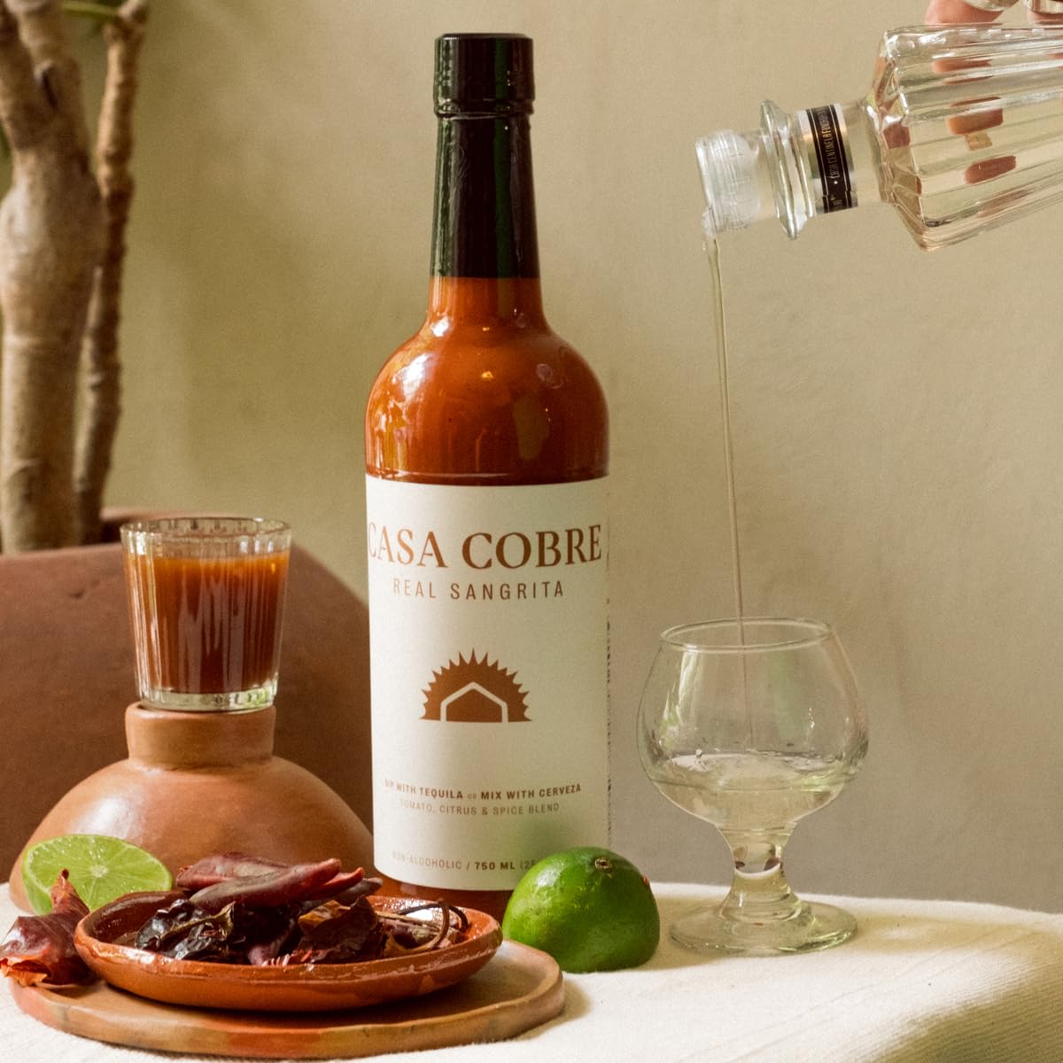 Casa Cobre Real Sangrita Premium Mixer (25.36 fl oz). Authentic Michelada & Cocktail Mix Made with Tomato, Lime & Chipotle. Available in 1 or 3-Pack. Handcrafted in USA. (Pack of 1, Original)