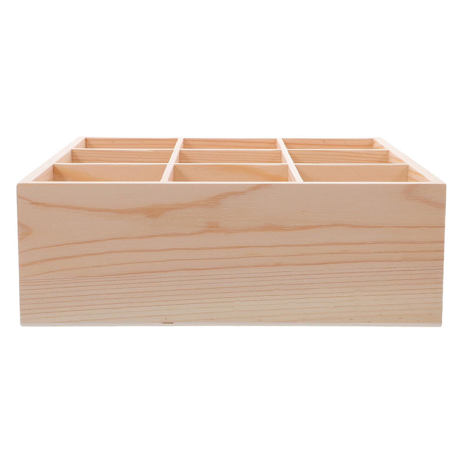 Boîte de rangement en bois massif à 9 compartiments profonds de 8 cm